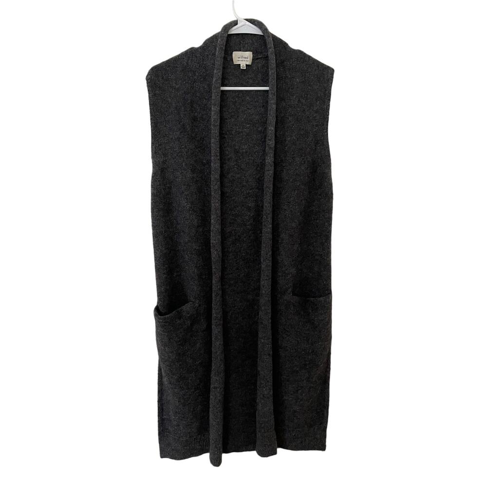 Aritzia Wilfred Long Sweater Vest Gray Knit Wool Mohair Blend Womens X Small